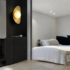 Lampe murale en laiton noirci - Luminaire mural pour coiffeuse moderne - Applique murale minimaliste pour chambre à coucher, salle de bain ou salon -