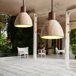 Handmade White Ceramic Pendant Light: Modern Oak Hanging Lamp
