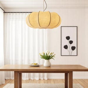 Lampada a sospensione Wabi-Sabi • Lampadario in seta giapponese • Lampada da soffitto retrò per camera da letto, sala da pranzo, soggiorno