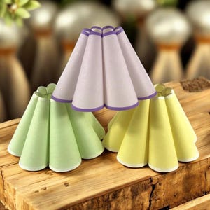 Duzy handmade scalloped shade D6.5“ mini multiple colour fabric and acrylic pleated lamp shade for home decor,Color can be customized