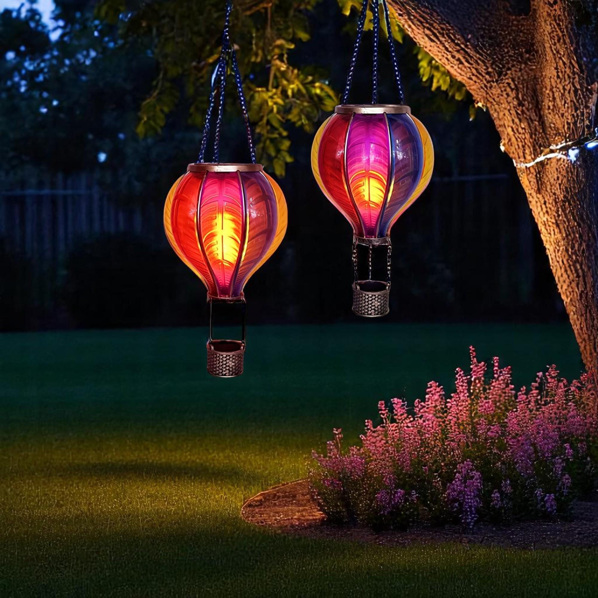 Solar Heißluftballon Laterne - Flackernde Flamme Effekt Für Garten Deko (20x15cm)