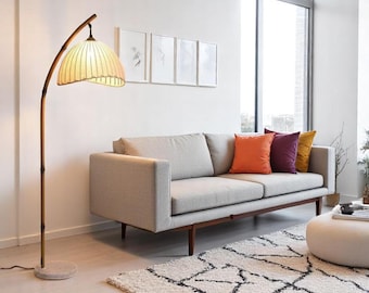 Japandi Tripod Floor Lamp: Minimalist Tall Nightstand Light