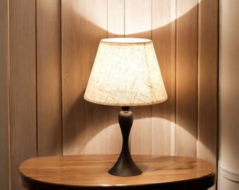 Walnut Wooden Table Lamp: Mid-Century Modern Bedside Light