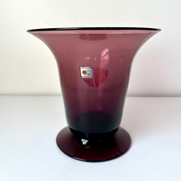 Vintage Purple Plum Blenko Glass Flared Vase