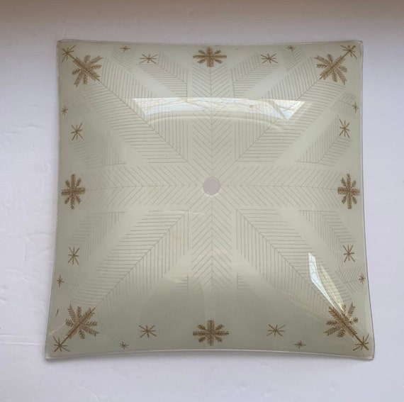 Gold Starburst Atomic Square Mid Century Glass Ceiling Light Etsy