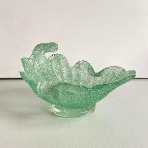 6 in. Mid Century Green Fratelli Toso Sugarware Shell Glass Bowl