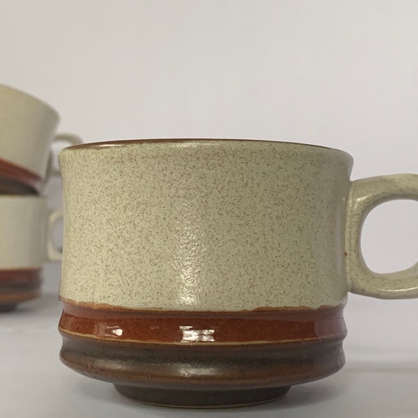 Nine Denby Rust Potters Wheel Flat Coffee Cups