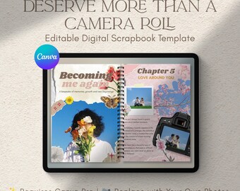 Editable Canva Scrapbook Template | Personal Growth Memory Book (Digital Download)