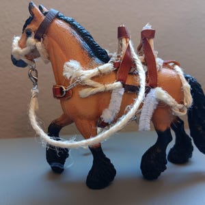 Smokey Studios: Custom Schleich Buckskin Mustang Horse, &quot;SS Seeker&quot; with Handmade Pack Horse Saddle and Tack