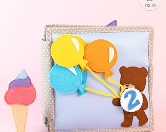 Handmade Quiet Book for Toddlers – Happy Bearsday Sensory Book – Montessori Fabric Toy Birthday Gift 12+ Months