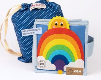 Montessori Quiet Book “Sunshine” – Handmade motor skills book for playing & learning