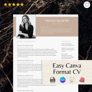 Plantilla de currículum Canva con carta de presentación, plantilla de currículum Canva + currículum de 2 páginas para Canva, currículum profesional minimalista con foto, elegante