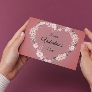 carte de saint valentin elegante coeur fleuri romantique