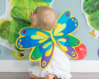 Alas portátiles de la reina de la mariposa arcoíris para niños y orugas en crecimiento
