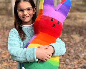 Rainbow Marshmallow Bunny Plush Peep-inspired!!