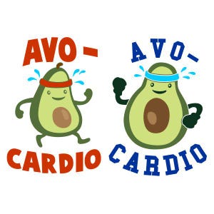 Avo-Cardio Schneidbares Design SVG PNG DXF & eps Designs Cameo-Datei Silhouette