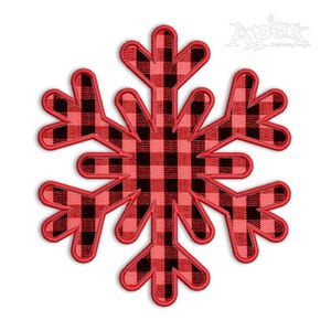 May include: Red and black buffalo plaid snowflake embroidery design.