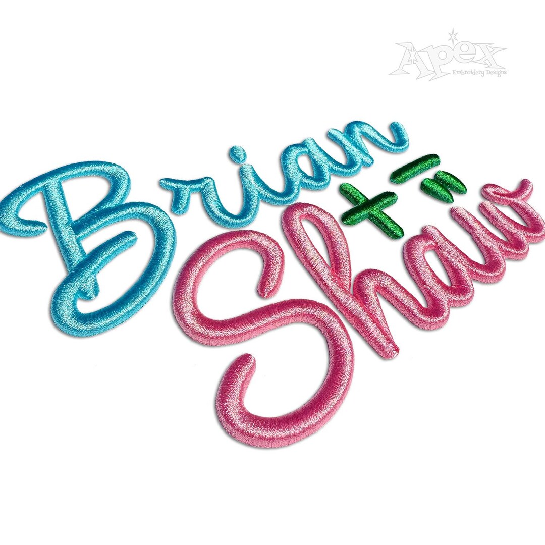 Chantal Script Embroidery Font Bundle: Regular, 3D Puff, Bean, Chain ...