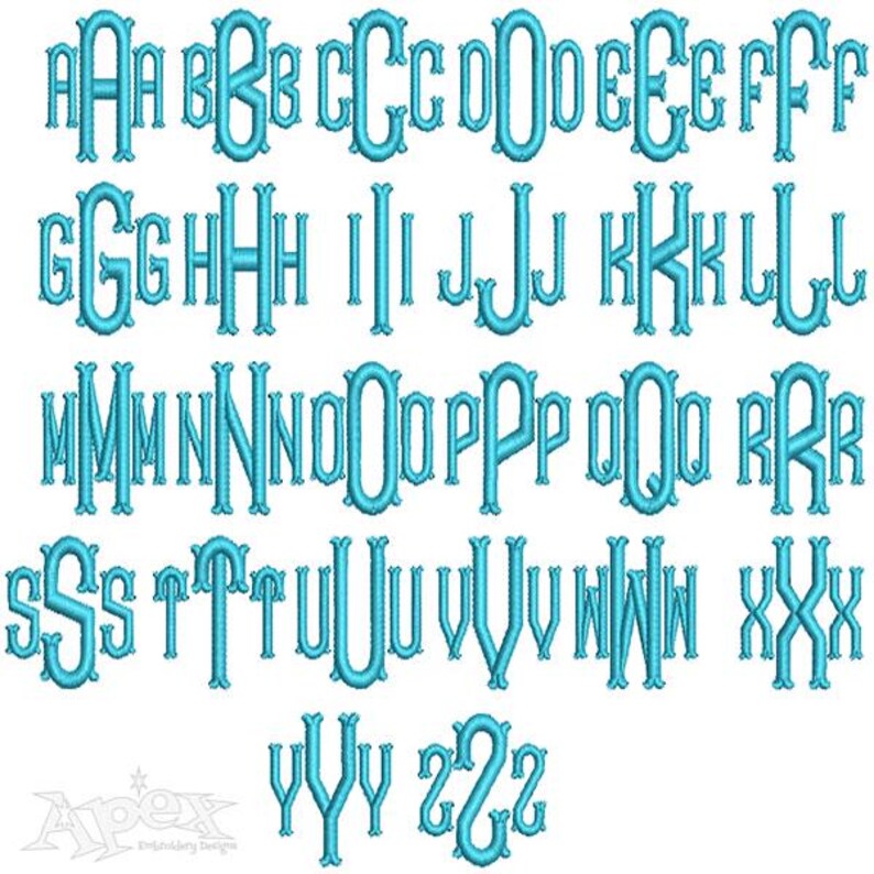 Dimples Monogram Machine Embroidery Font Alphabet Letters INSTANT ...