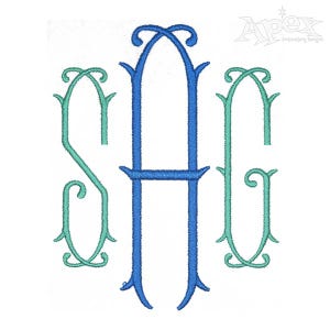 May include: A monogram featuring the letters "S", "H", and "G" in a decorative font. The letters are in blue and green.