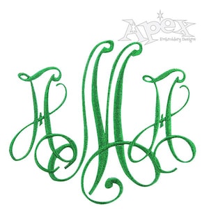 May include: Green embroidered monogram with the letters "H.A.H." in a cursive script font.