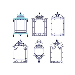 Chinoiserie pagode frame snijbaar ontwerp SVG PNG DXF & eps ontwerpen cameo bestand silhouet