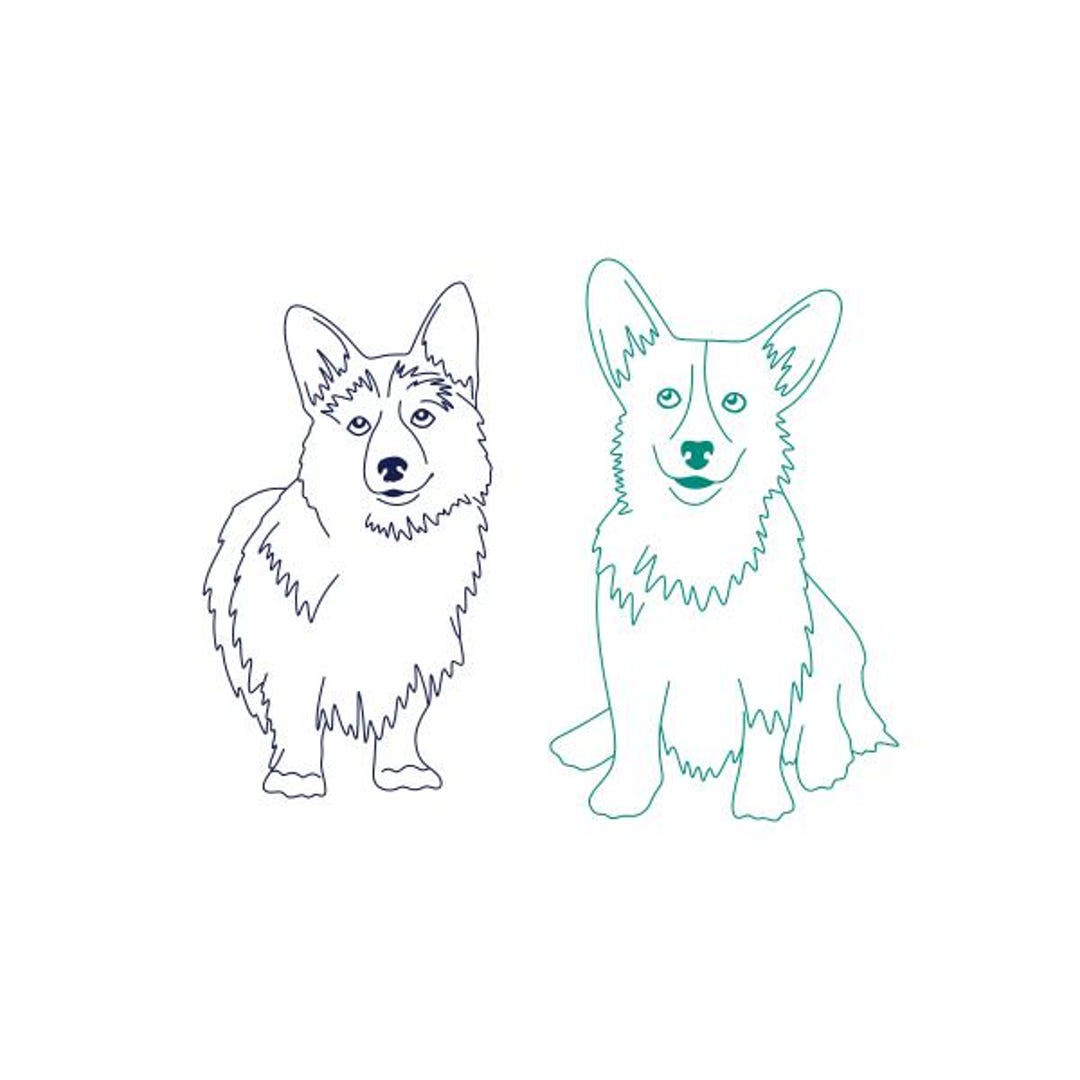 Line Cutable Corgi Dog Line Art Cuttable Design SVG PNG DXF & Eps Designs Cameo File ...
