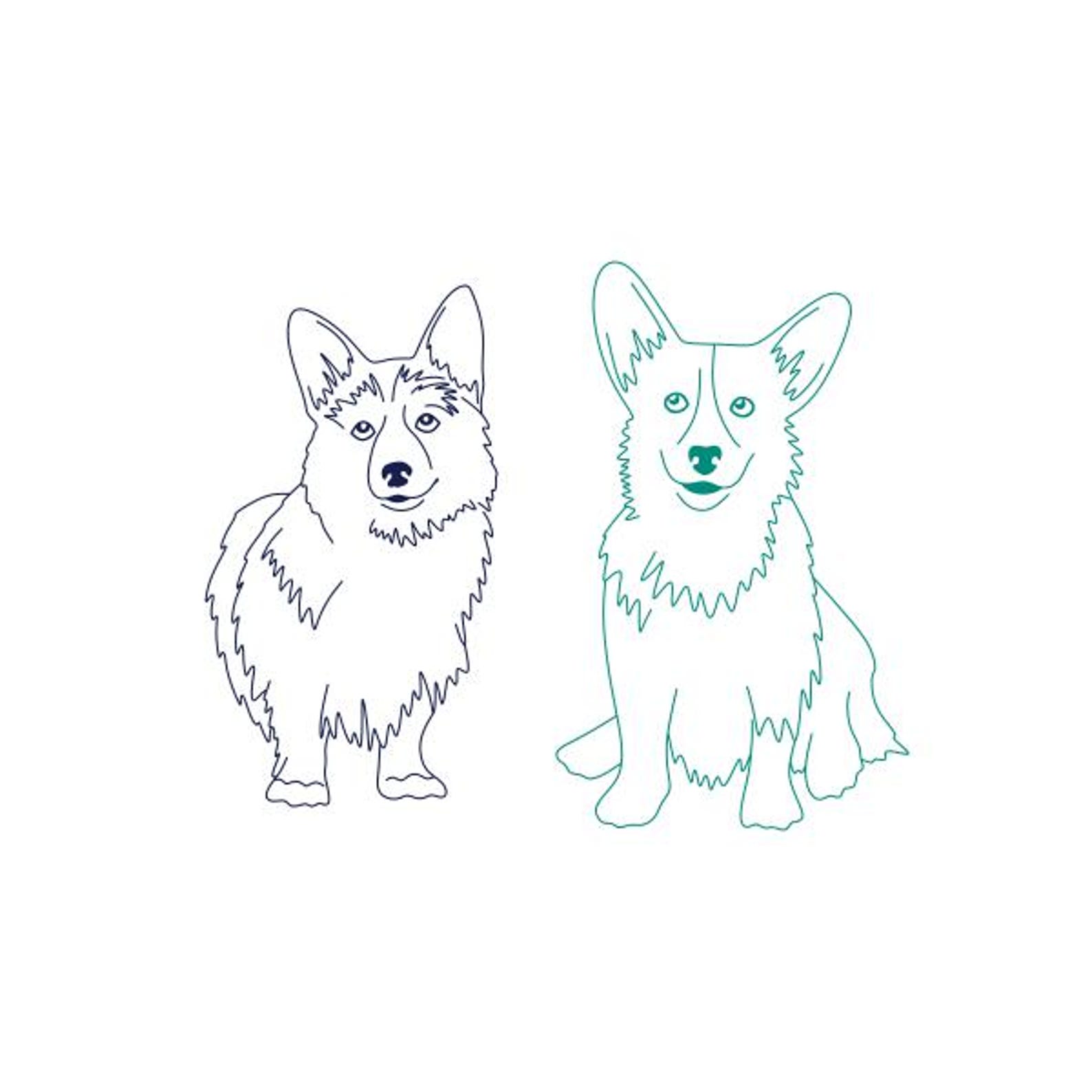 Cutable Doge Corgi Dog Line Art Cuttable Design SVG PNG DXF & Eps Designs Cameo File ...