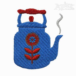 Floral Teapot Machine Embroidery Design PES DST JEF Instant Download