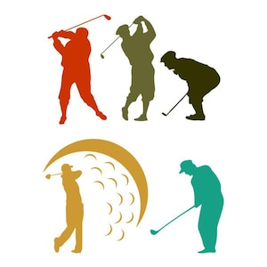 Silhouette de joueur de golf Design découpable SVG PNG DXF & eps dessins camée fichier Silhouette