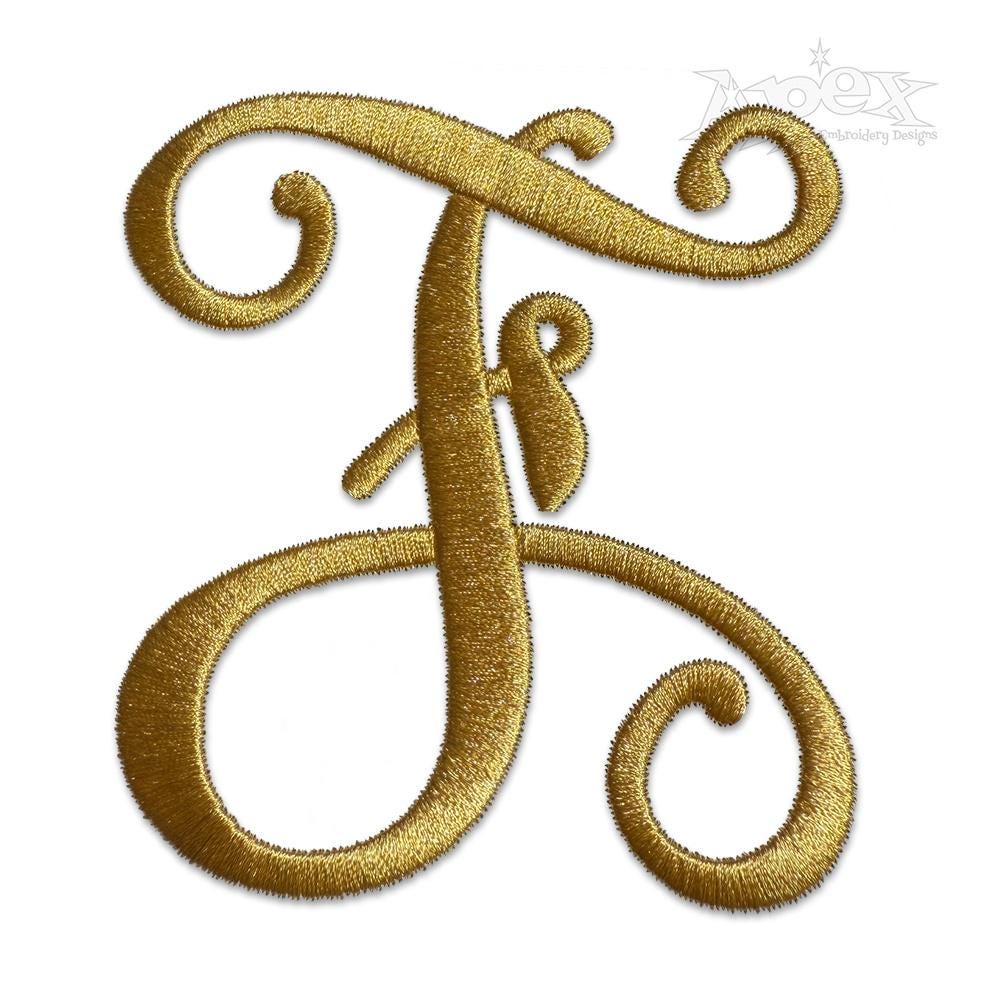 Bold Vine Interlocking Monogram Machine Embroidery Font Alphabet