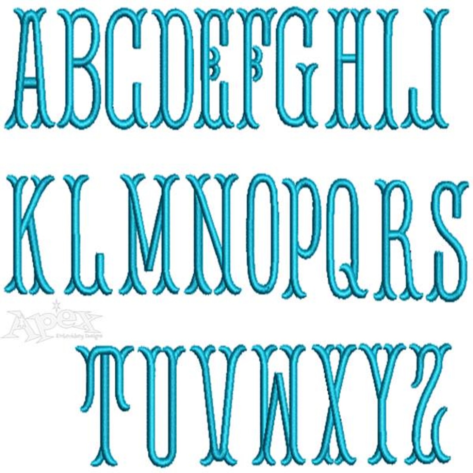 3D Puff Fish Tail Machine Embroidery Font Alphabet Letters INSTANT ...