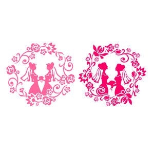 Diseño recortable de pareja de mujeres para boda, SVG, PNG, DXF y eps, diseños, archivo Cameo, silueta