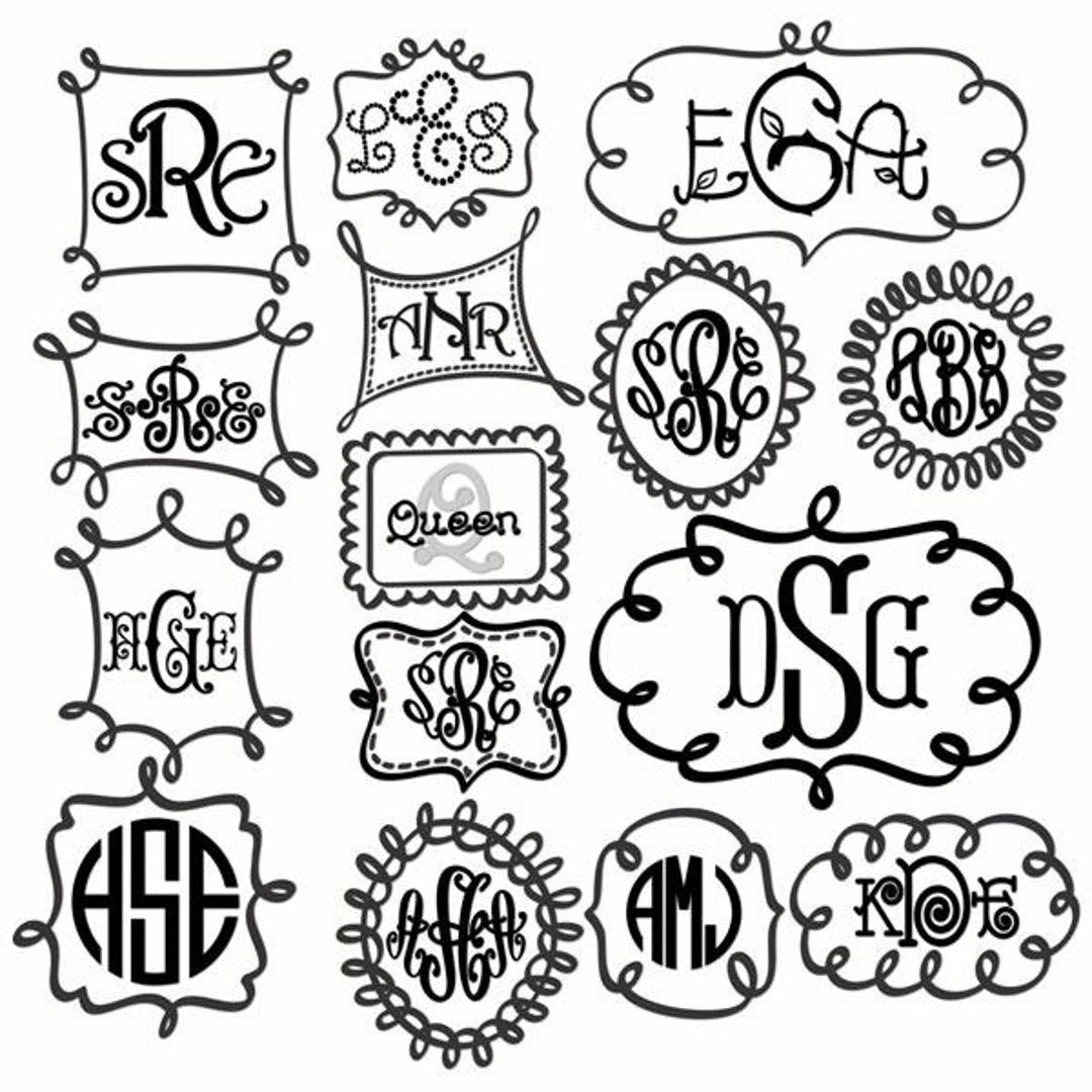 Doodle Monogram Cuttable Design SVG PNG DXF & Eps Designs Cameo File ...