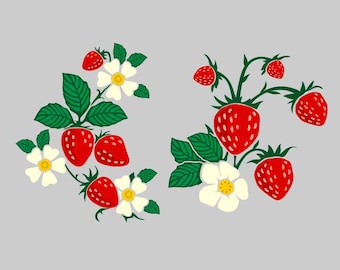 Erdbeere Blume schneidbares Design SVG PNG DXF & eps Designs Cameo-Datei Silhouette