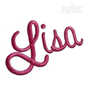 May include: Embroidered cursive name "Lisa" in a deep pink colour.