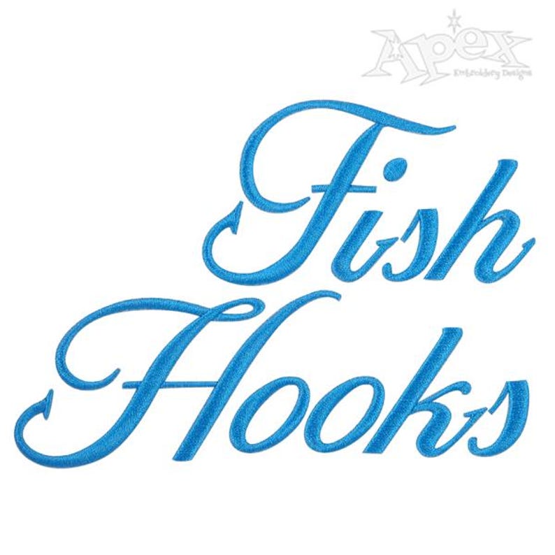 Fish Hooks Script Machine Embroidery Font Alphabet Letters INSTANT ...
