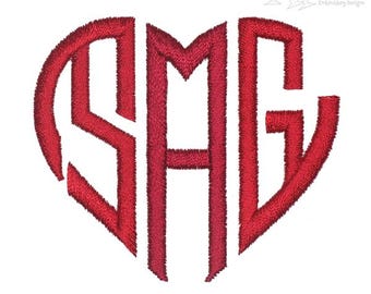 Heart Monogram Embroidery Font: Valentine Wedding Alphabet