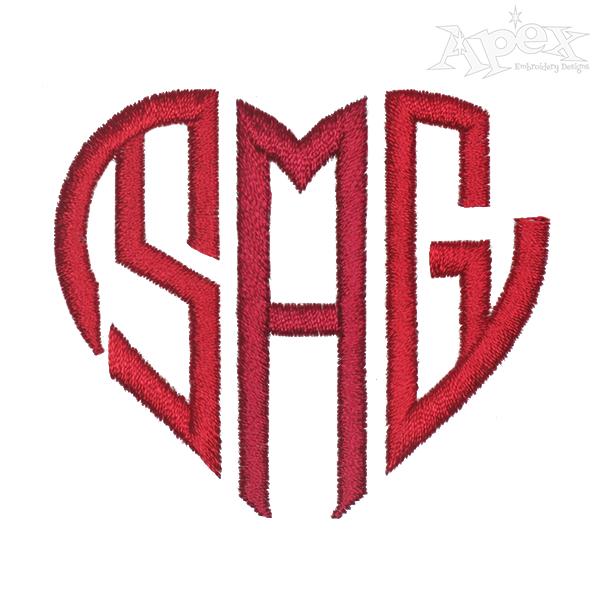 Heart Monogram Embroidery Font: Valentine Wedding Alphabet