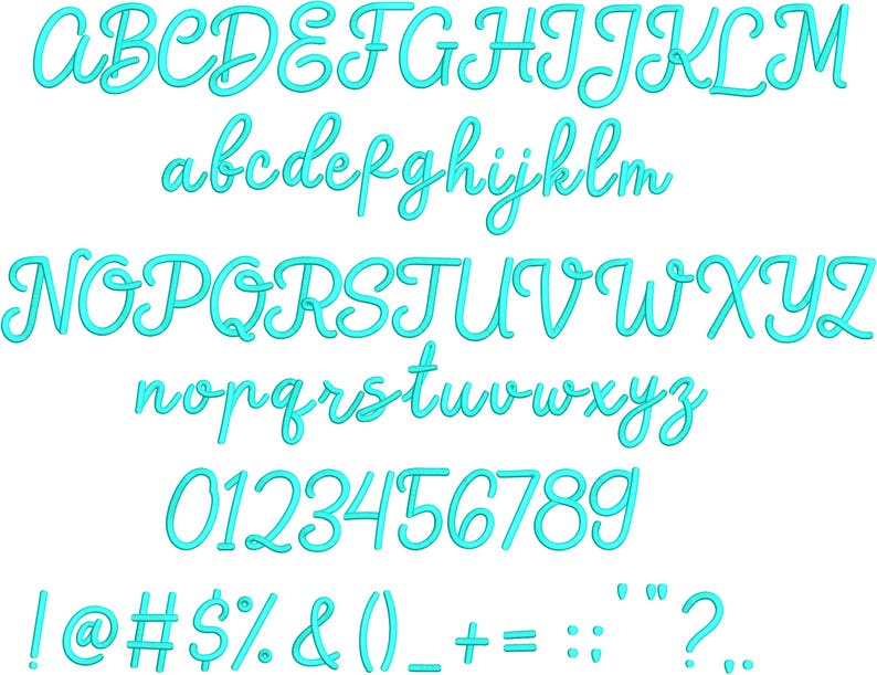 Chantal Script Embroidery Font Bundle: Regular, 3D Puff, Bean, Chain ...