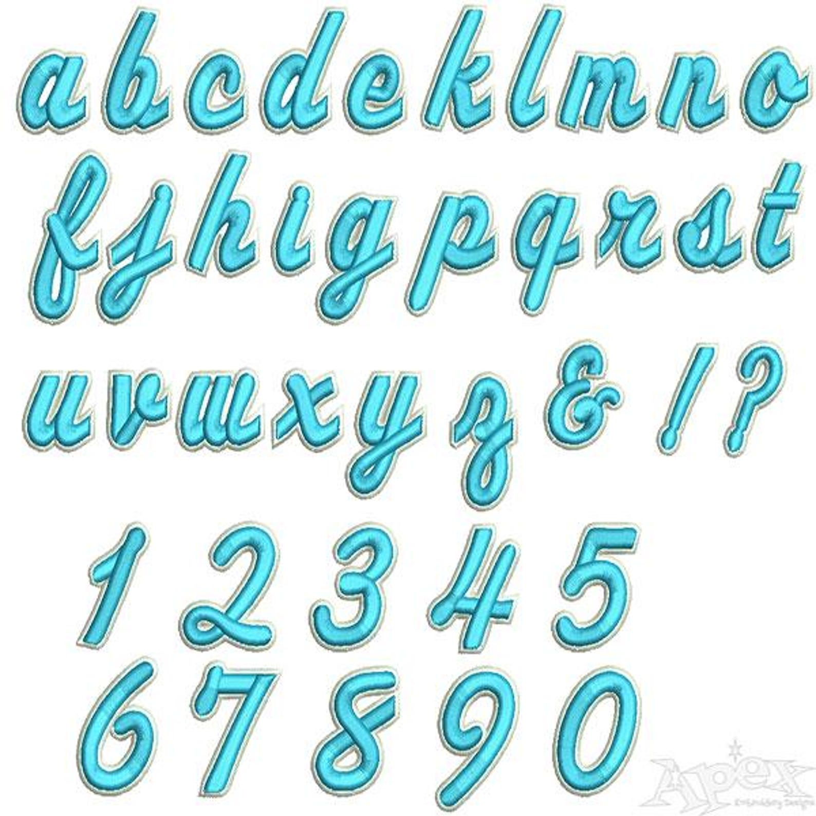 Puff Carre Script Athletic 3D Puff Script Machine Embroidery Font Alphabet Letters ...