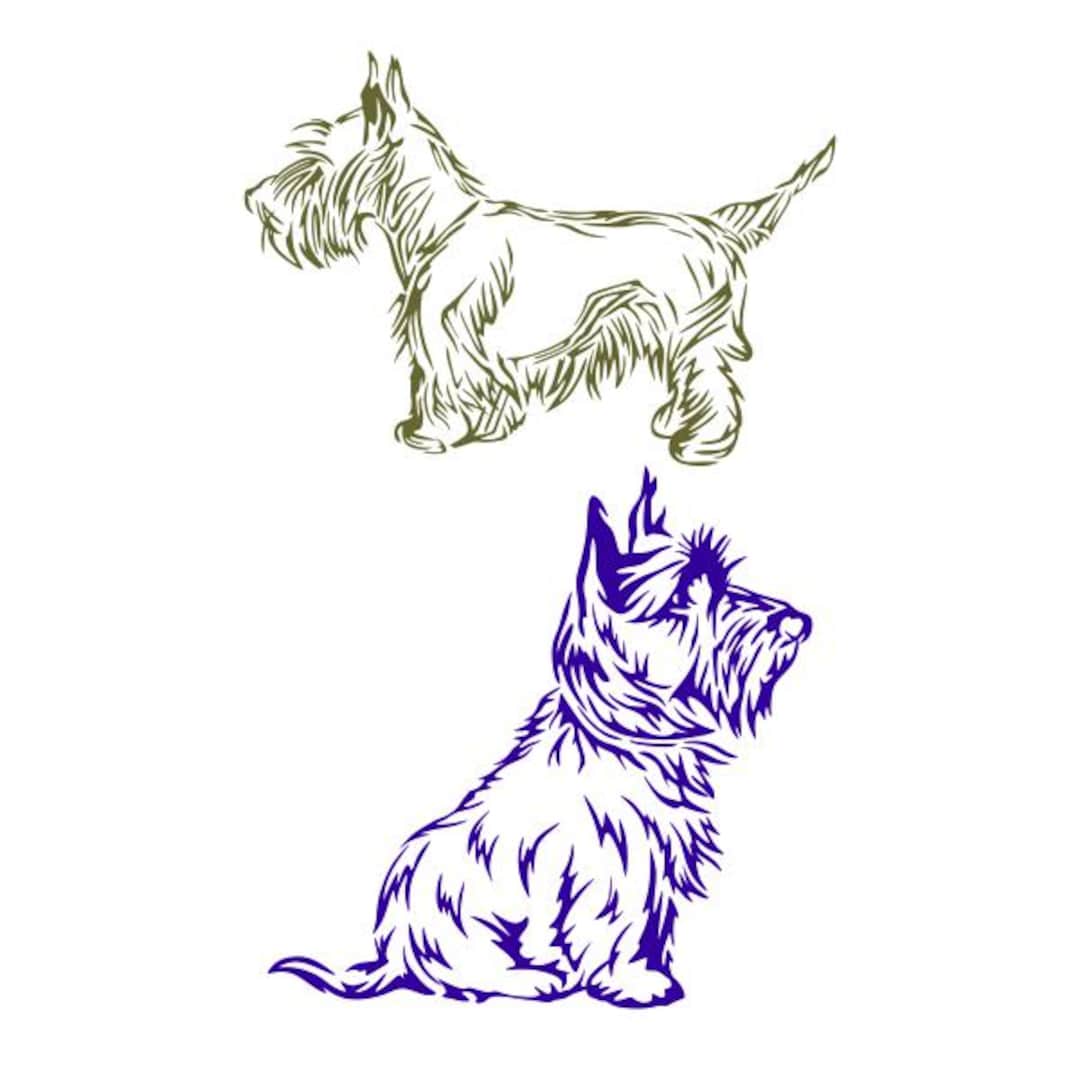 Line Cutable Scottish Terrier Dog Line Art Cuttable Design SVG PNG DXF & Eps Designs ...