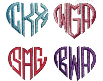 Heart Monogram Embroidery Font: Valentine Wedding Alphabet