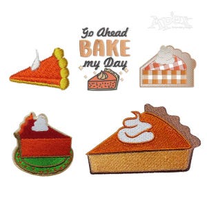 Pumpkin Pie Embroidery Designs: Thanksgiving Fall Baking Patterns (PES, DST)