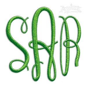May include: Green embroidered monogram letters "SAR" in a cursive font style.