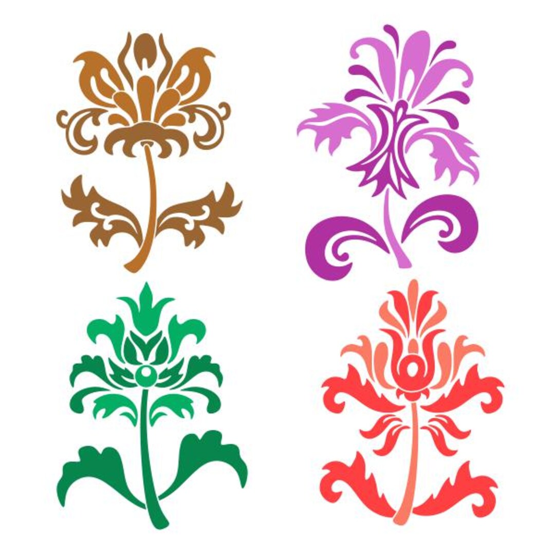 Flowe Cutable Damask Flower Cuttable Design SVG PNG DXF & Eps Designs Cameo File ...