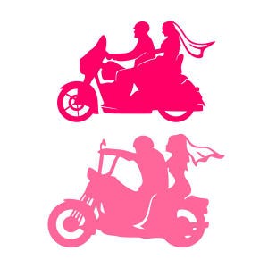 Casal de motociclistas para casamento Design recortável SVG PNG DXF e eps Designs Arquivo Cameo Silhueta