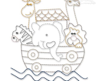 Noah Ark Sketch Machine Embroidery Design PES DST JEF Instant Download
