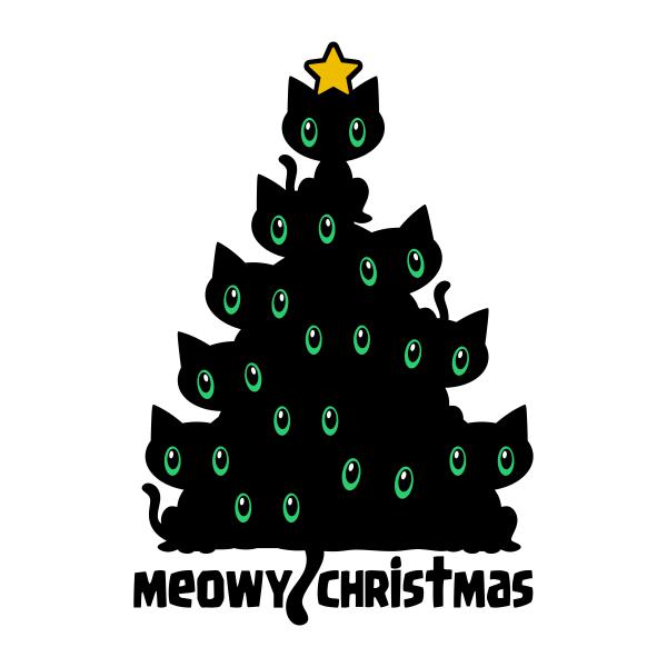 Meowy Christmas Black Cat Tree Cuttable Design SVG PNG DXF & Eps ...