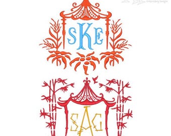 Pagoda Frame #2 Large Machine Embroidery Design PES DST JEF Instant Download